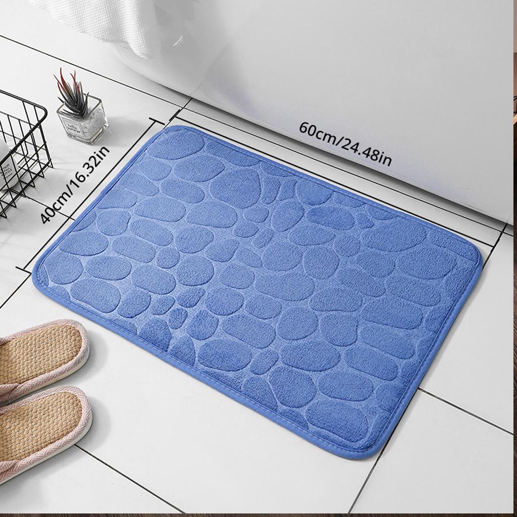 Schöne Badezimmer-Badematte mit Kopfsteinpflaster-Prägung, rutschfeste Teppiche im Waschbecken, Badewanne, seitlicher Bodenteppich, Duschraum-Fußmatte, Memory-Schaum-Pad 40x60cm himmelblaue von Joom DACH