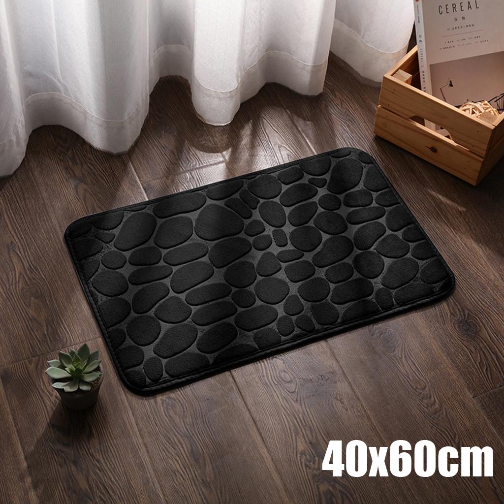 Schöne Badezimmer-Badematte mit Kopfsteinpflaster-Prägung, rutschfeste Teppiche im Waschbecken, Badewanne, seitlicher Bodenteppich, Duschraum-Fußmatte, Memory-Schaum-Pad 40x60cm schwarz von Joom DACH