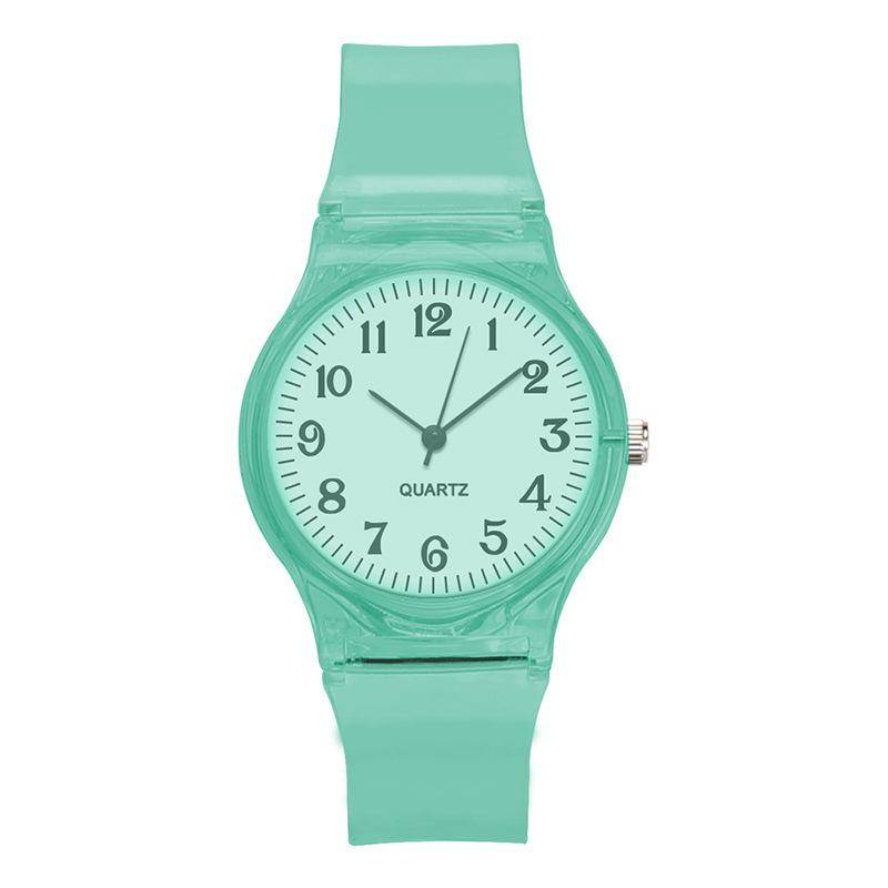 Schöne Casual Quarzuhr Digitale Armbanduhr Candy Umweltfreundliche Uhr Transparent Frauen Mädchen Gelee Bunte Silikon Uhren Zubehör grün von Joom DACH
