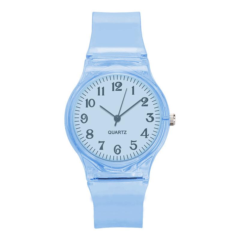 Schöne Casual Quarzuhr Digitale Armbanduhr Candy Umweltfreundliche Uhr Transparent Frauen Mädchen Gelee Bunte Silikon Uhren Zubehör see-blaue von Joom DACH