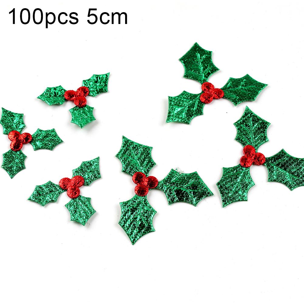 Schöne Ferien! 100 Stück Weihnachtsstoff, Holly Berry Clover Patch Party Tree Ornaments 5cm von Joom DACH