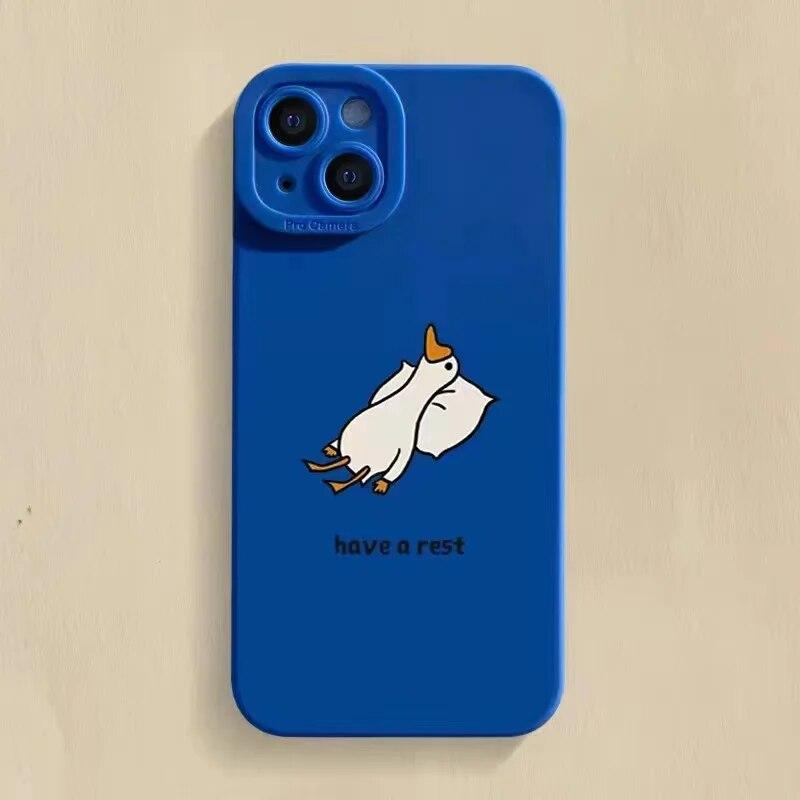 Schöne Mode Animation Soft Phone für Iphone Max XS 13 11 Plus X 6 s XR 6 Mini Pro 7 12 8 14 weiche Silikon TPU gerade Silikon Fall Abdeckung for Iphone 14pro Max blau von Joom DACH