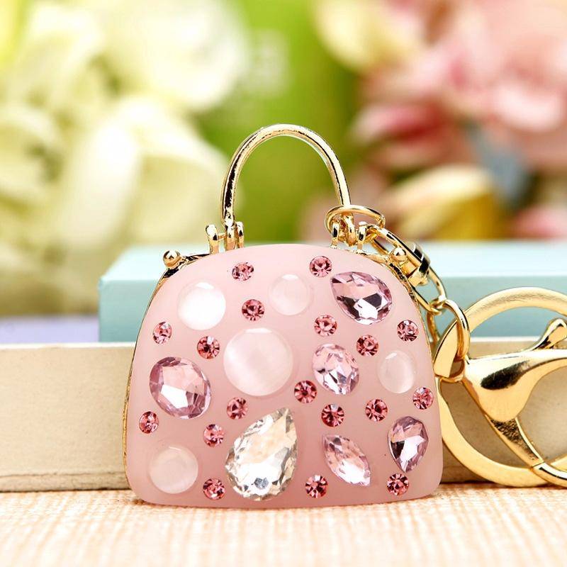 Schöne Wasser Diamant Parfüm Flasche Auto Schlüssel Schnalle Frauen Tasche Anhänger Schlüsselanhänger pink bag von Joom DACH
