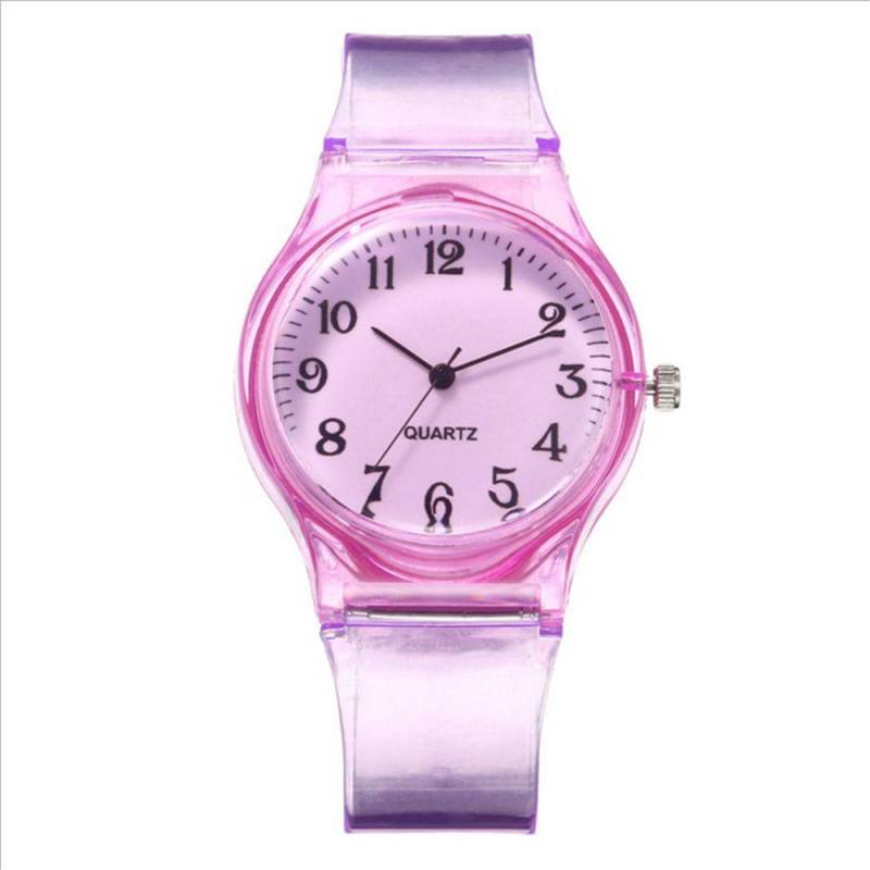 Schöne transparente Frauen Candy Armbanduhr Student Uhr Jelly Quarzuhr Silikon Armbanduhr von Joom DACH