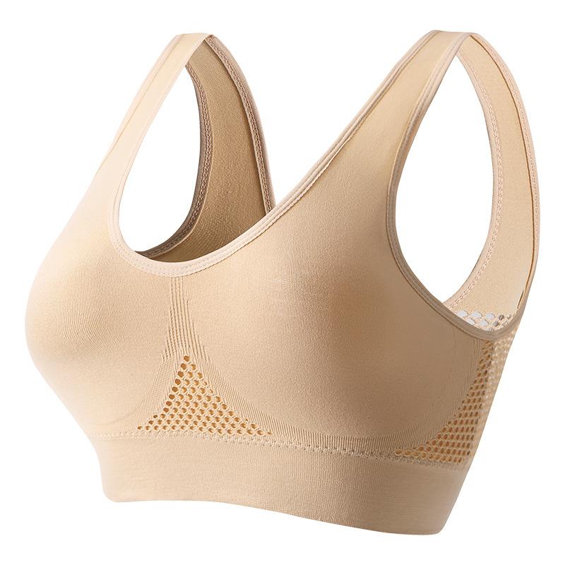 Schöner Sport-BH mit Rücken, stoßfest, für Laufen, Fitness, Anti-Durchhängen, obere Kollektion, weiche Unterstützung, hochfeste Yoga-Weste für Damen 5XL nude von Joom DACH