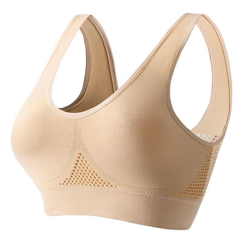Schöner Sport-BH mit Rücken, stoßfest, für Laufen, Fitness, Anti-Durchhängen, obere Kollektion, weiche Unterstützung, hochfeste Yoga-Weste für Damen 5XL nude von Joom DACH