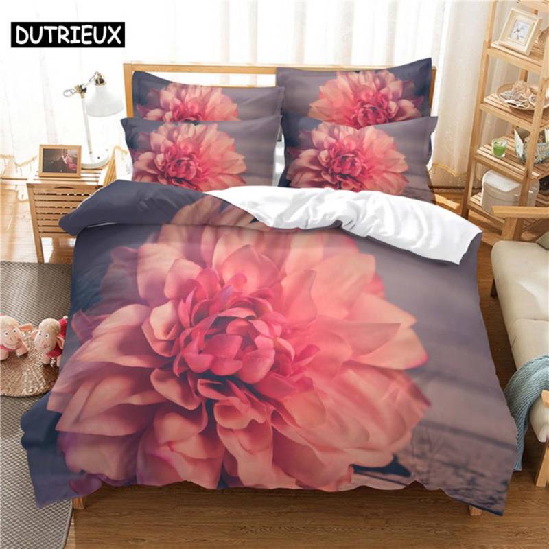 Schönes Blumenbettwäscheset Bettbezugset 3D-Bettwäsche Digitaldruck Bettwäsche Queen Size Bettwäscheset Modedesign EU single(135x200cm)&set von Joom DACH