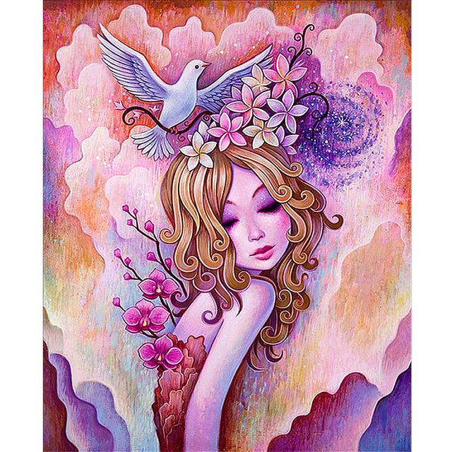 Schönheit Diamant Stickerei Malerei Kreuzstich Diamant Stickerei Malerei Wand Aufkleber Mosaik 20X30CM von Joom DACH