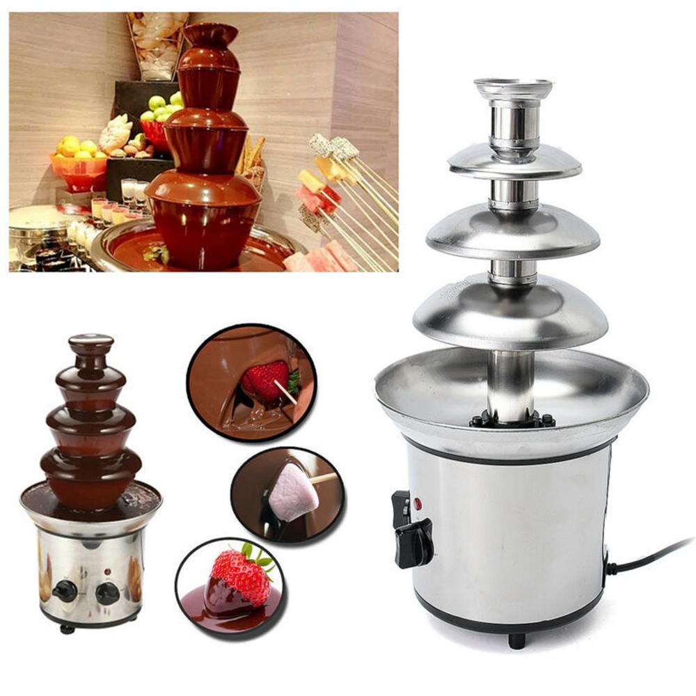 Schokoladenbrunnen, elektrische Schmelzmaschine mit 4 Etagen, Fondue-Topf-Set, für Schokolade, Süßigkeiten, Ranch, UK Plug von Joom DACH