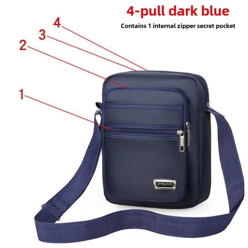 Schräger Rucksack aus Nylon für Herren – Tragbare Umhängetasche mit mehreren Fächern, verstellbarem Schultergurt und Reißverschlusstasche, geeignet für Geschäftsreisen von Joom DACH