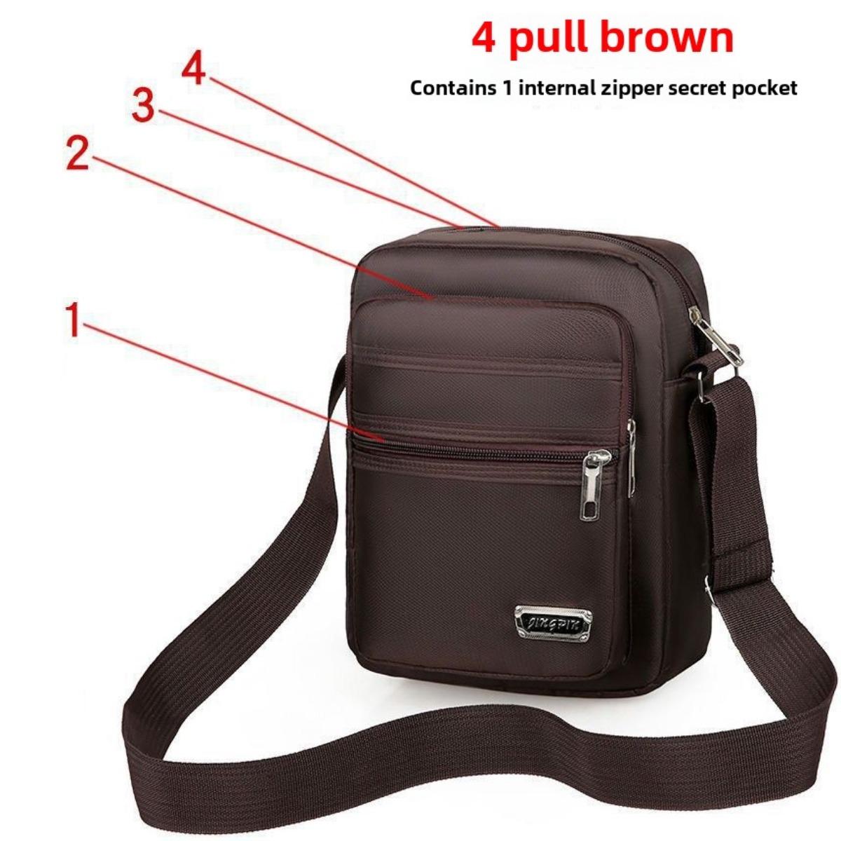 Schräger Rucksack aus Nylon für Herren – Tragbare Umhängetasche mit mehreren Fächern, verstellbarem Schultergurt und Reißverschlusstasche, geeignet für Geschäftsreisen von Joom DACH