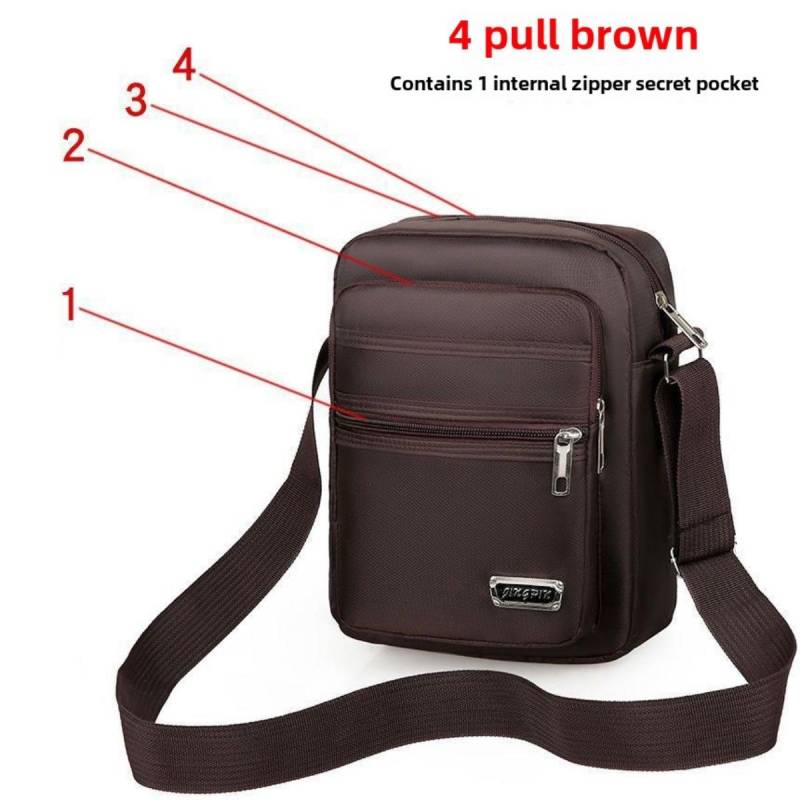 Schräger Rucksack aus Nylon für Herren – Tragbare Umhängetasche mit mehreren Fächern, verstellbarem Schultergurt und Reißverschlusstasche, geeignet für Geschäftsreisen von Joom DACH