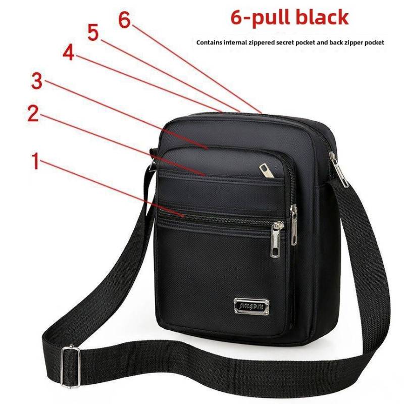 Schräger Rucksack aus Nylon für Herren – Tragbare Umhängetasche mit mehreren Fächern, verstellbarem Schultergurt und Reißverschlusstasche, geeignet für Geschäftsreisen von Joom DACH