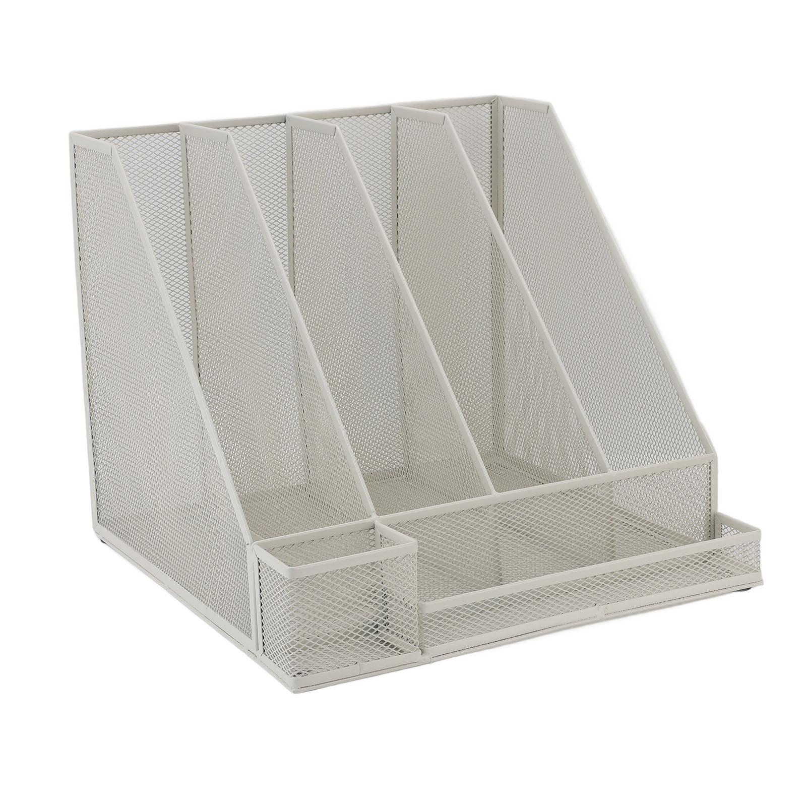 Schreibtisch-Aktenorganizer Eisengitter Weiß Mehrschichtig Vertikaler Aktenordner-Organizer für Studium Büro von Joom DACH