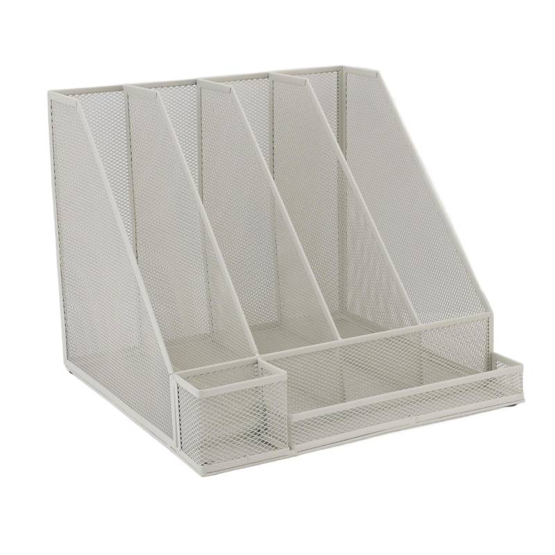 Schreibtisch-Aktenorganizer Eisengitter Weiß Mehrschichtig Vertikaler Aktenordner-Organizer für Studium Büro von Joom DACH