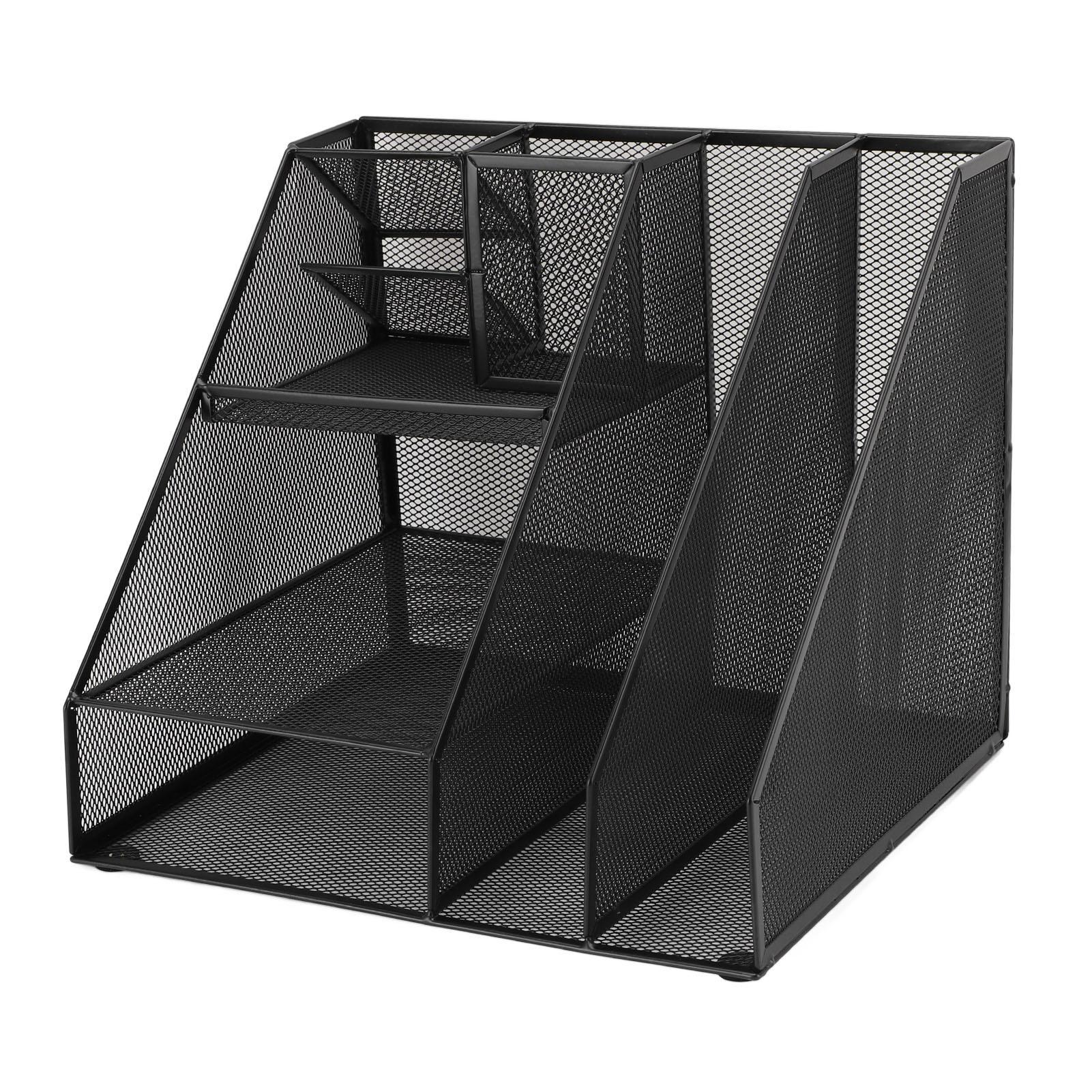 Schreibtisch-Organizer aus Metallgitter Schwarz Eisen Multifunktionaler Büroartikel-Organizer mit Stifthalter von Joom DACH