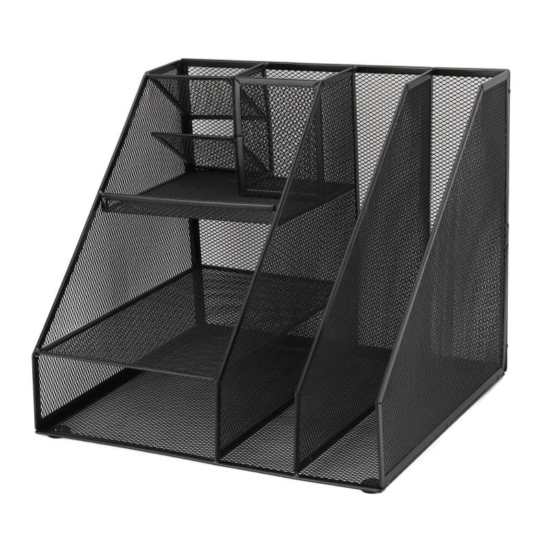Schreibtisch-Organizer aus Metallgitter Schwarz Eisen Multifunktionaler Büroartikel-Organizer mit Stifthalter von Joom DACH