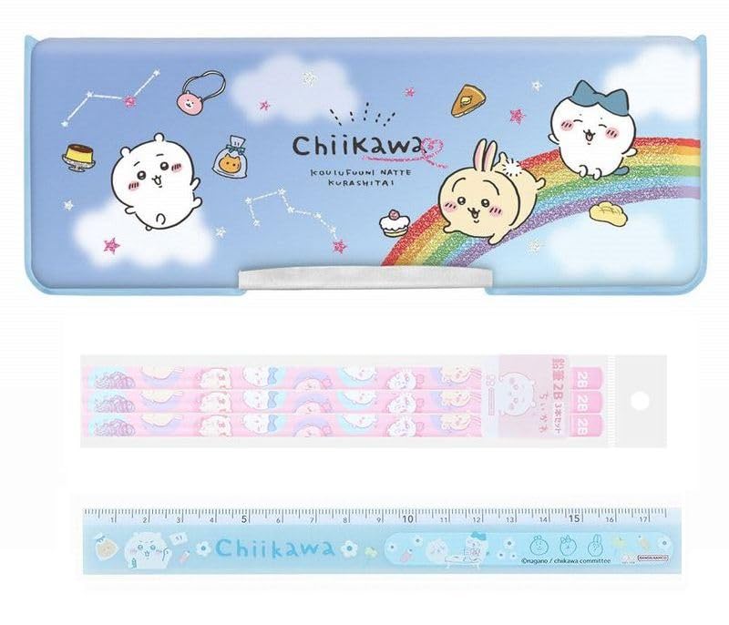 Schreibwaren Geschenk zur Grundschule Chikawa Schreibwaren Kompaktstift 2B 3 Bleistift Lineal das vom Rand aus gemessen werden kann Schuleingang Kindergarten von Joom DACH