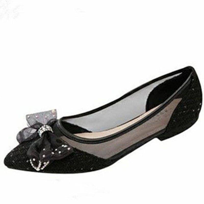 Schuhe Damen Ballerinas Frühling Herbst Schleife Weiche Damen Flache Schuhe Flach Lässig Ausgehöhlt Damen Schuhe Slipper 40 schwarz von Joom DACH