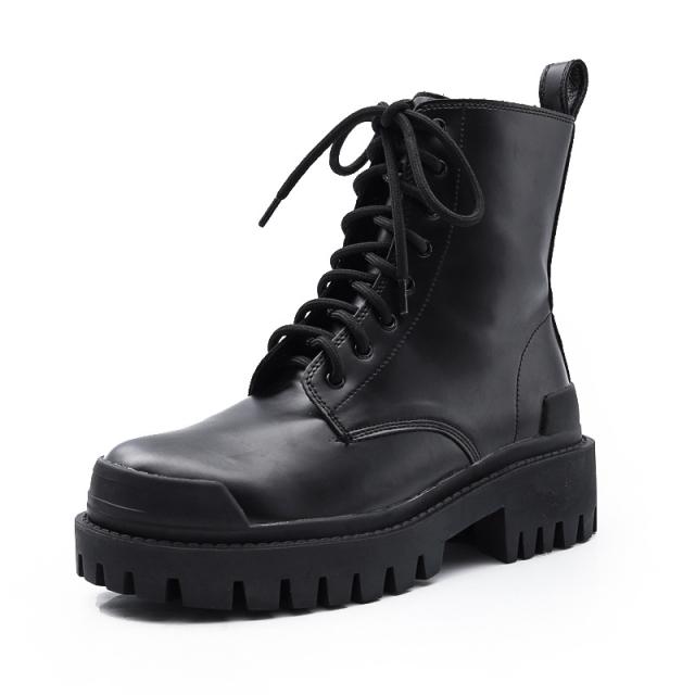 Schuhe Damen Herbst/Winter Neue Stiefeletten Damenschuhe Tragen Dicke Sohlen Mode Stiefel Vintage Damen Botas De Mujer 41 schwarz von Joom DACH