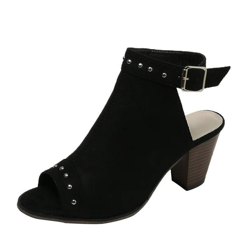 Schuhe Damen Peeptoe Damen Sandalen Übergröße Römersandalen Damen Nieten Runde Zehe Knöchelschnalle Riemen High Heel Schuhe Damen 40 schwarz von Joom DACH