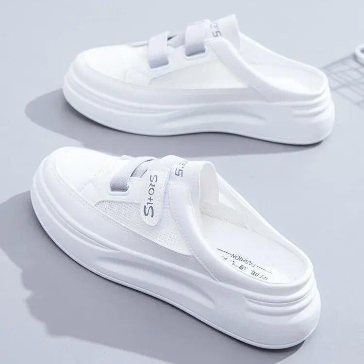Schuhe Frau Sommer Neue In Casual Slip-on Weiße Schuhe Damen Komfort Mesh Flache Plattform Pantoletten Schuhe Tenis De Moda 40 von Joom DACH