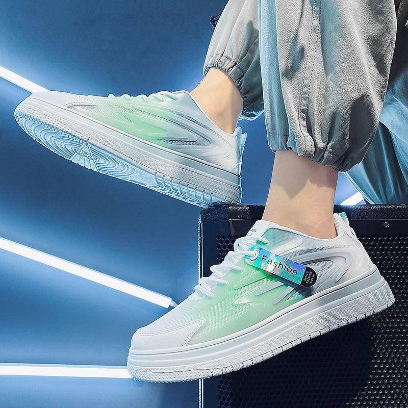 Schuhe Herren All-Match Frühling Dünnschliff Sport Atmungsaktiv Farbverlauf Farbe Mesh Schuhe Casual Herrenschuhe 44 grau von Joom DACH