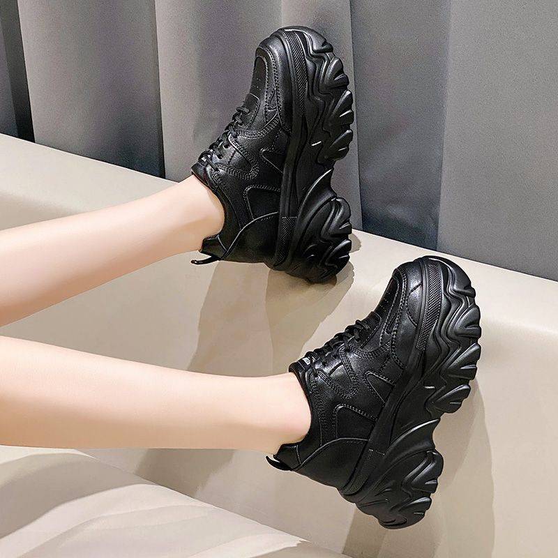 Schuhe Papa Schuhe Damen Ins Modische Neue Frühjahr und Herbst Plattform Höhe Zunehmende Frauen Schuhe High Heel Weiße Schuhe Plattform Schuhe 39 schwarz von Joom DACH