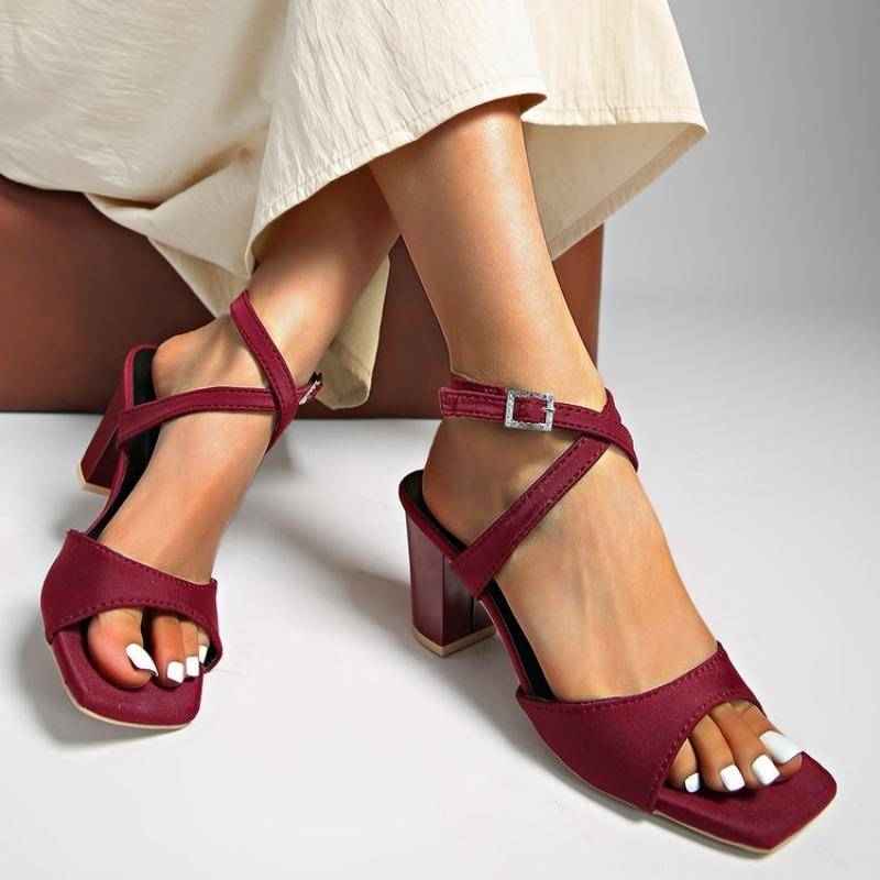 Schuhe für Damen, neue rosa Plateausandalen, stilvolle Sandalen mit offenem Zehenbereich und hohem Absatz, bequeme Abendschuhe mit klobigem Absatz für Damen 43 rot von Joom DACH