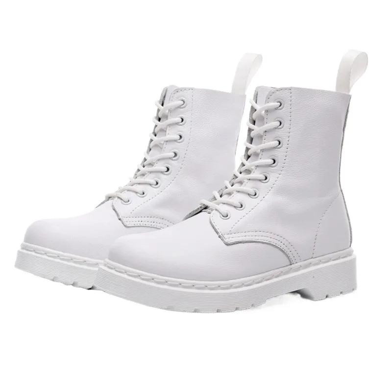 Schuhe für Damen Schnürstiefel Damen Herbst Runde Zehenpartie Einfarbig Kurzer Schaft Plateau Wasserdicht Mode Nude Stiefel 36 weiß von Joom DACH