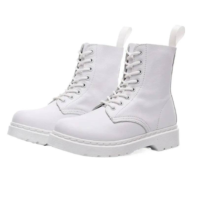 Schuhe für Damen Schnürstiefel Damen Herbst Runde Zehenpartie Einfarbig Kurzer Schaft Plateau Wasserdicht Mode Nude Stiefel 36 weiß von Joom DACH