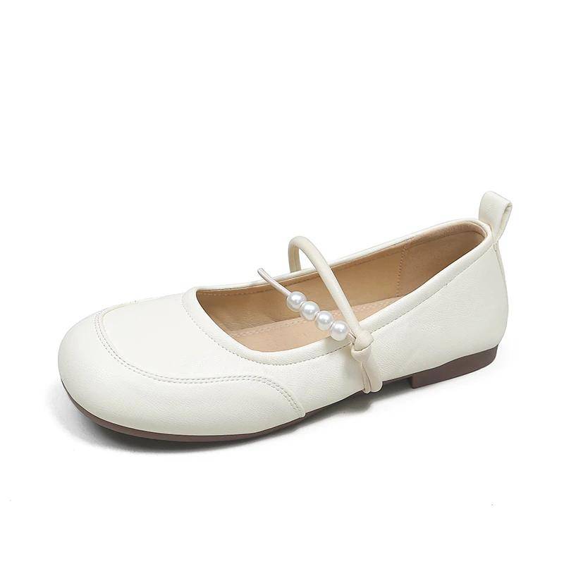 Schuhe für Frauen Marke Slip-on Damen Flats Fashion String Bead Kleid Flats Frauen Verkauf Square Toe Flat Low Heelszapatos 40 beige von Joom DACH
