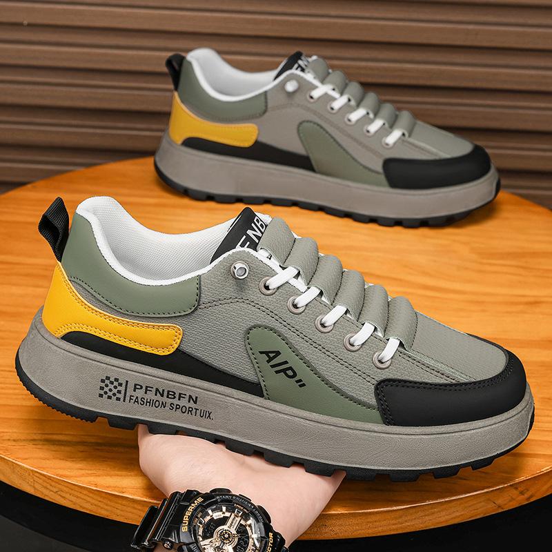 Schuhe für Herren Herren Leder-Sneaker Trend Dicksohlige Outdoor-Wanderschuhe Höhenerhöhende Freizeit-Sneaker Board-Schuhe Große Größe 44 von Joom DACH