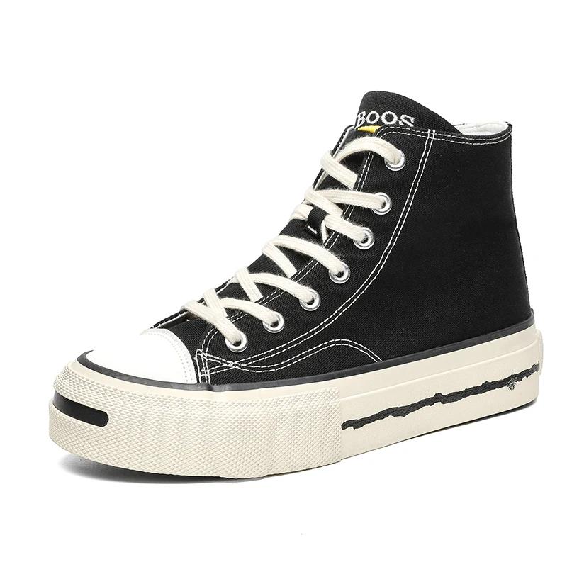 Schuhe für Jungen Retro und vielseitige Nische und personalisierte trendige Herren-Canvas-Schuhe für Sommer und Frühling High-Top-Skateboard 39 schwarz von Joom DACH