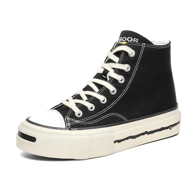 Schuhe für Jungen Retro und vielseitige Nische und personalisierte trendige Herren-Canvas-Schuhe für Sommer und Frühling High-Top-Skateboard 39 schwarz von Joom DACH