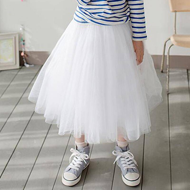 Schule Kinder Rock Baby Mädchen Mesh Rock All-match Einfarbig Alle Jahreszeiten Kinder Rock 8 Farbe 10 12 13 jahre 130cm weiß von Joom DACH