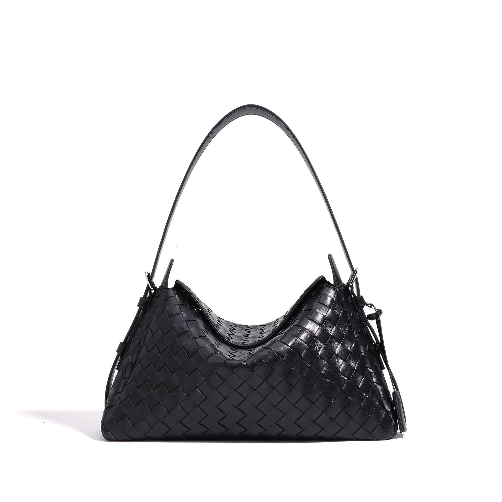 Schultertasche Nische Leder Diamant Umhängetasche für Damen High-End Mode Leder Geflochtene Handtasche schwarz von Joom DACH