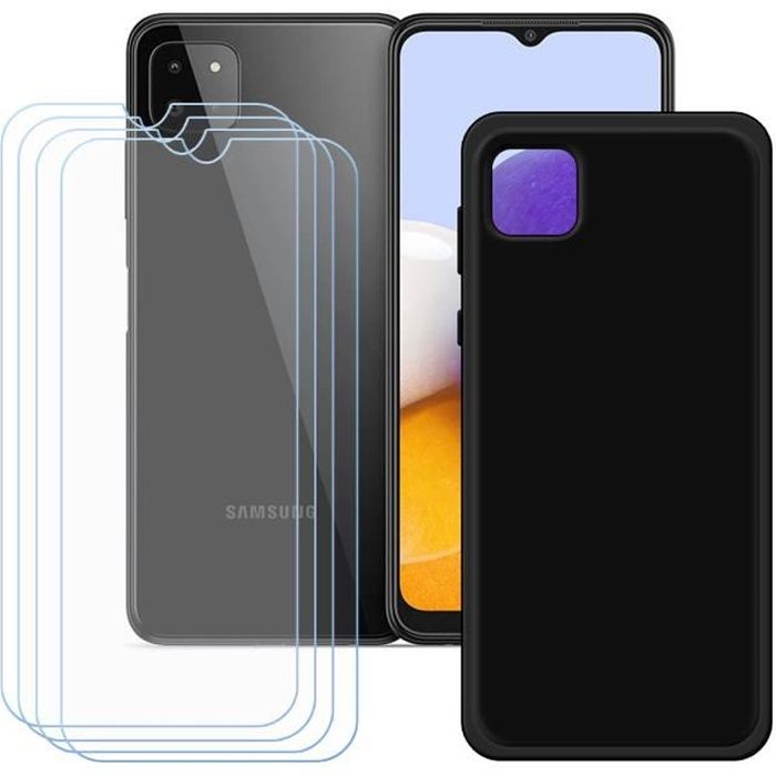 Schutzhülle - FZ - Samsung Galaxy A22 5G - Schwarz - TPU Silikon - 4 gehärtete Gläser schwarz von Joom DACH