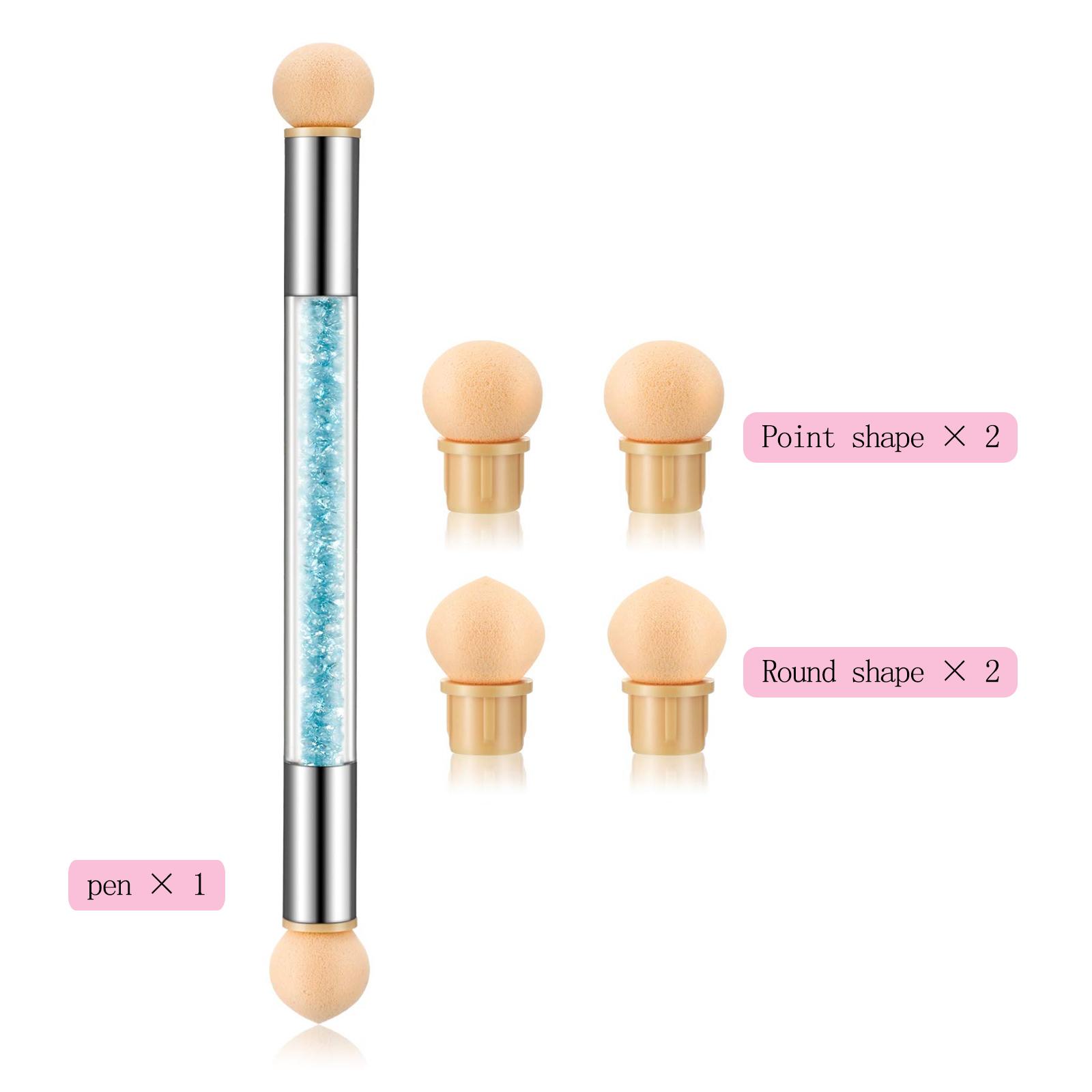 Schwamm Nagelbürste Picking Dotting Gradient Stift Pinsel Doppelkopf Schwamm Nagelbürste Griff Acryl Nagel Malpinsel blau von Joom DACH