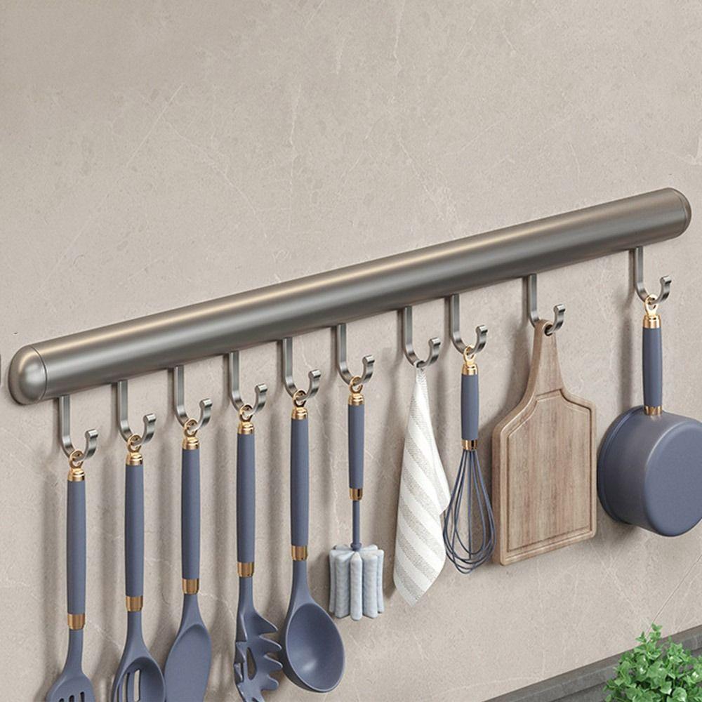 Schwarz/Grau Küche Haken Rack 20-50cm Utensilien Lagerung Reihe Haken Rack Löffel Lagerung Haken Küche 50CM grau von Joom DACH