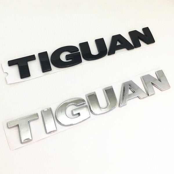 Schwarz/silberner Tiguan Auto Heckstoßfänger Kofferraum Buchstaben Auto Stil Aufkleber Emblem Abziehbilder englisches Alphabet Logo Autozubehör silber von Joom DACH