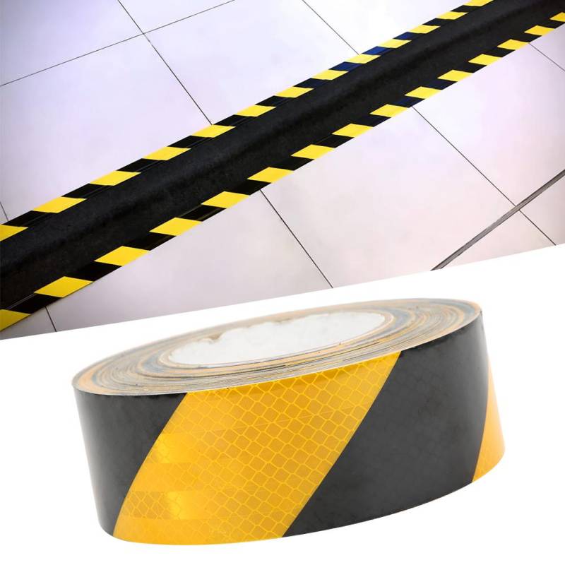 Schwarz Gelb Hervorhebung Reflektierendes Sicherheitswarnung Selbstklebeband Aufkleber 50mm x 25m von Joom DACH