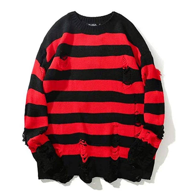 Schwarz Streifen Pullover Zerstört Zerrissene Pullover Männer Pullover Loch Stricken Pullover Männer Übergroßen Sweatshirt Harajuku Langarm Tops S schwarz rot Schwarz Streifen Pullover Zerstört Zerrissene Pullover Männer Pullover Loch Stricken Pullover Männer Übergroßen Sweatshirt Harajuku Langarm Tops S schwarz rot von Joom DACH