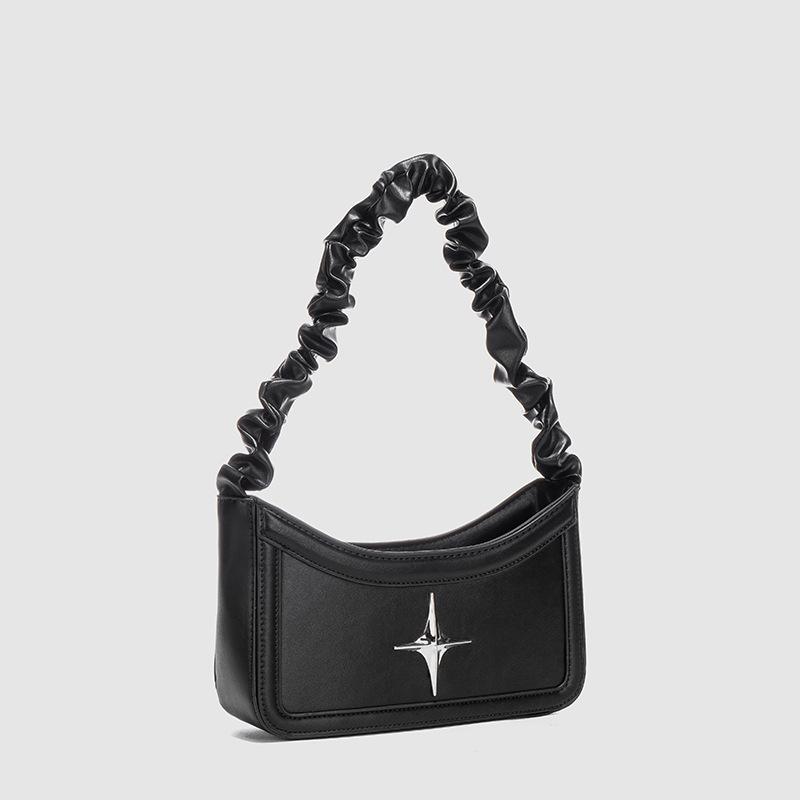 Schwarz und Gold Französische Nische Faltbare Achseltasche Stern Einzelne Schultertasche Baguette-Tasche Dieses Jahr Mode Kleine Schwarze Tasche von Joom DACH