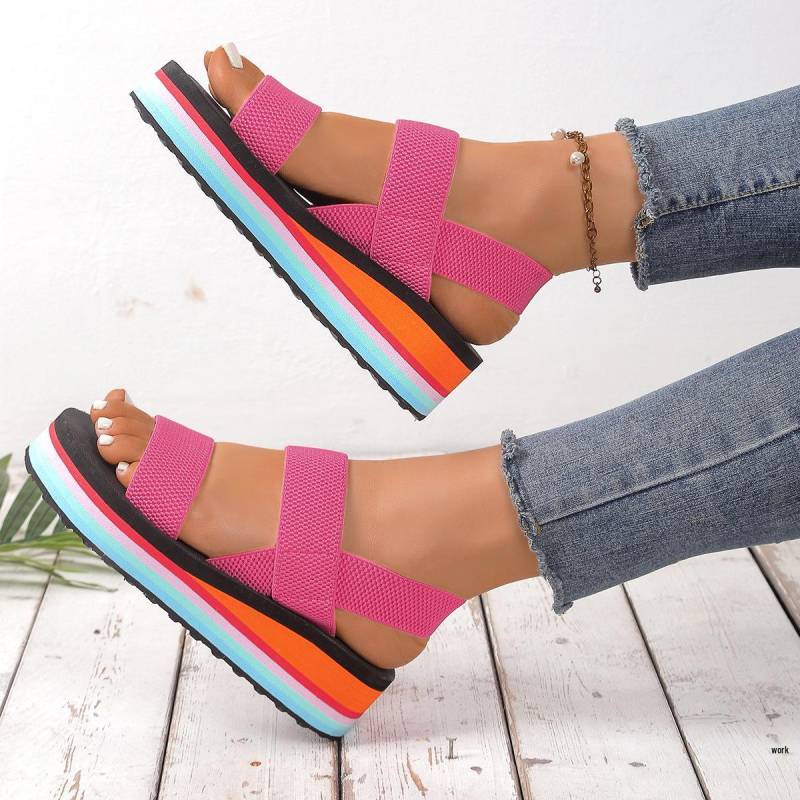 Schwarz-weiße Sandalen im Römerstil für Damen mit dicker Sohle, Design aus Kunsthanfseil, perfekt für den Sommerstil 40 von Joom DACH