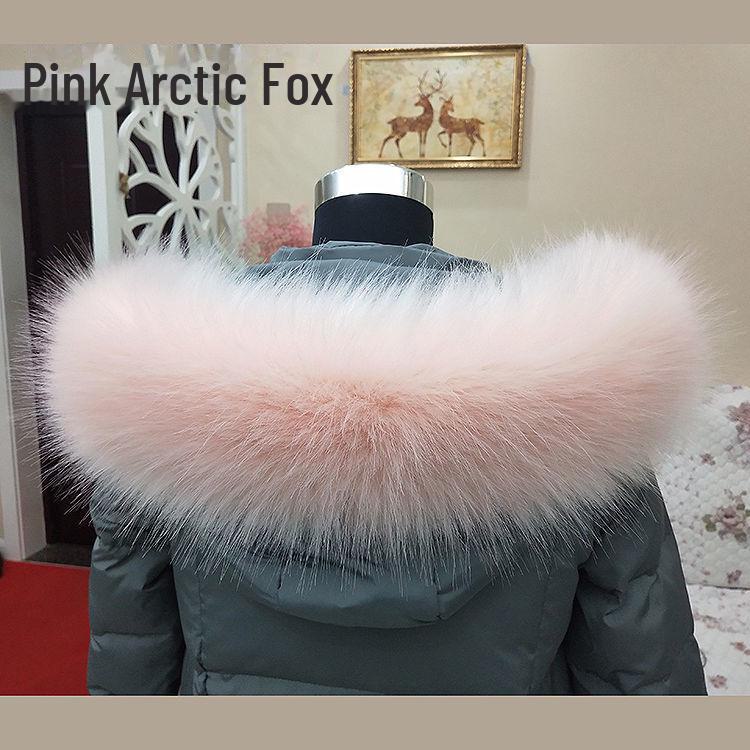 Schwarz-weißer Kunstfuchs- und Waschbärpelzkragen für Daunenjacke und Mütze für Damen – Einzelkauf 50CM rosa von Joom DACH