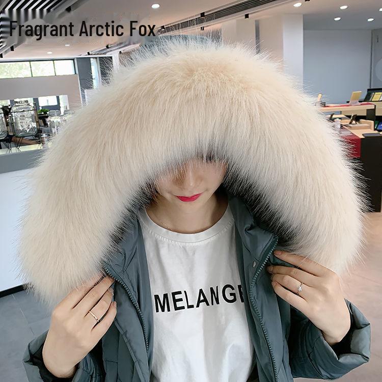 Schwarz-weißer Kunstfuchs- und Waschbärpelzkragen für Daunenjacke und Mütze für Damen – Einzelkauf 55CM apricot von Joom DACH