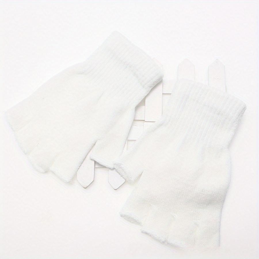 Schwarze, kurze Halbfinger-Handschuhe ohne Finger aus Strick für das Handgelenk, warme Stretch-Arbeitshandschuhe für Damen und Herren, Fahrradzubehör One Size weiß von Joom DACH