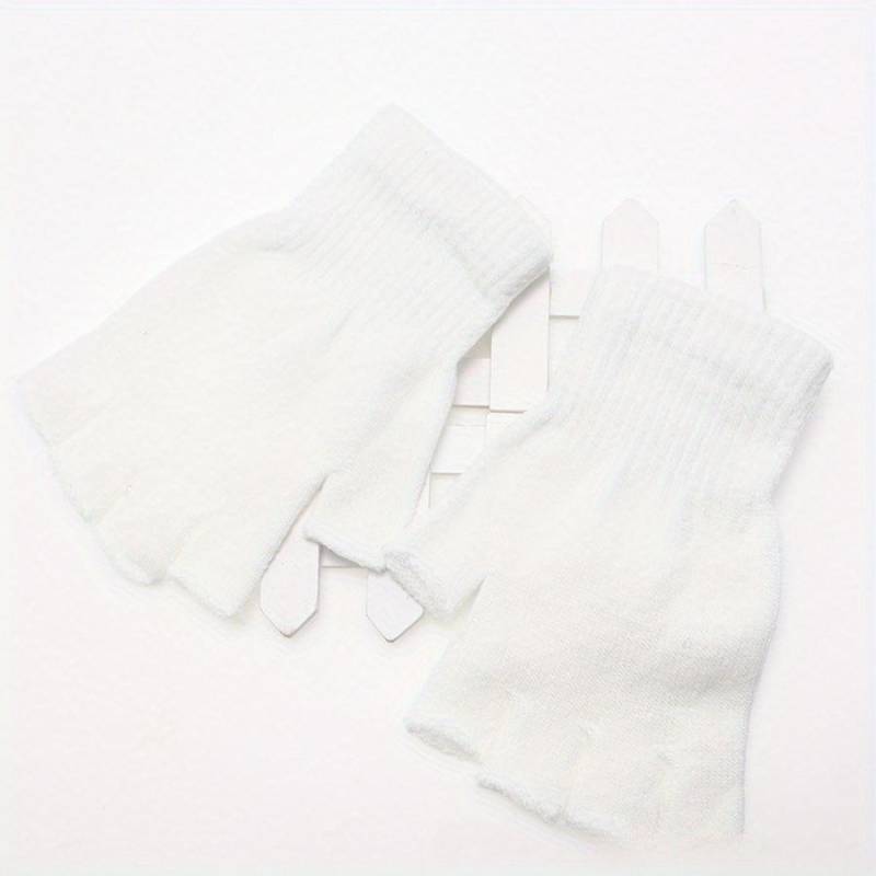 Schwarze, kurze Halbfinger-Handschuhe ohne Finger aus Strick für das Handgelenk, warme Stretch-Arbeitshandschuhe für Damen und Herren, Fahrradzubehör One Size weiß von Joom DACH