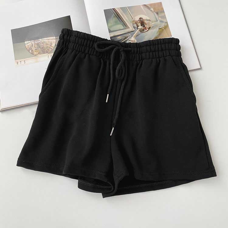 Schwarze Hose mit weitem Bein für Studenten, lockere Freizeithose für den Sommer, neue dünne Shorts mit hoher Taille für Damen S schwarz von Joom DACH